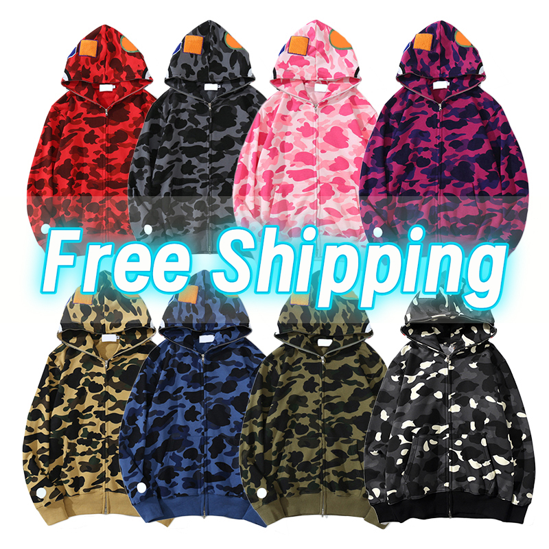 Mens Designer Hoodies Jacket Full Zip Up Jackets Men Women Streetwear Camouflage Pattern Hoodie Sweatshirts For Male Colors Womens Clothing Asian Size M-3XL