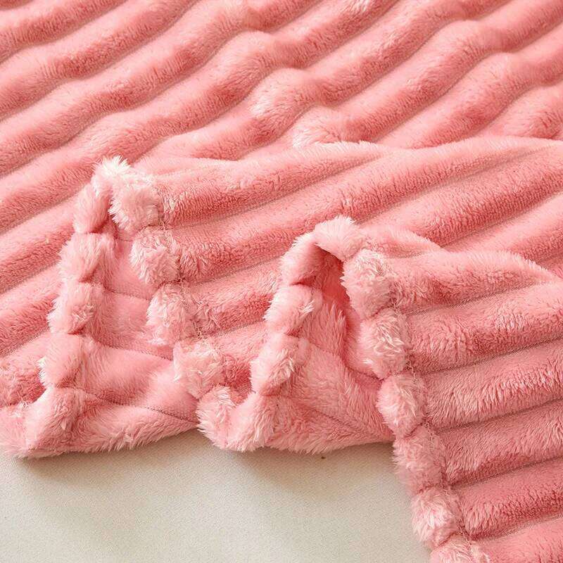 Korean Style Throw Couch, Cozy Warm Plush Striped Blanket for Sofa Bedroom Living Room,All Season Use Festival Decor XJ260112
