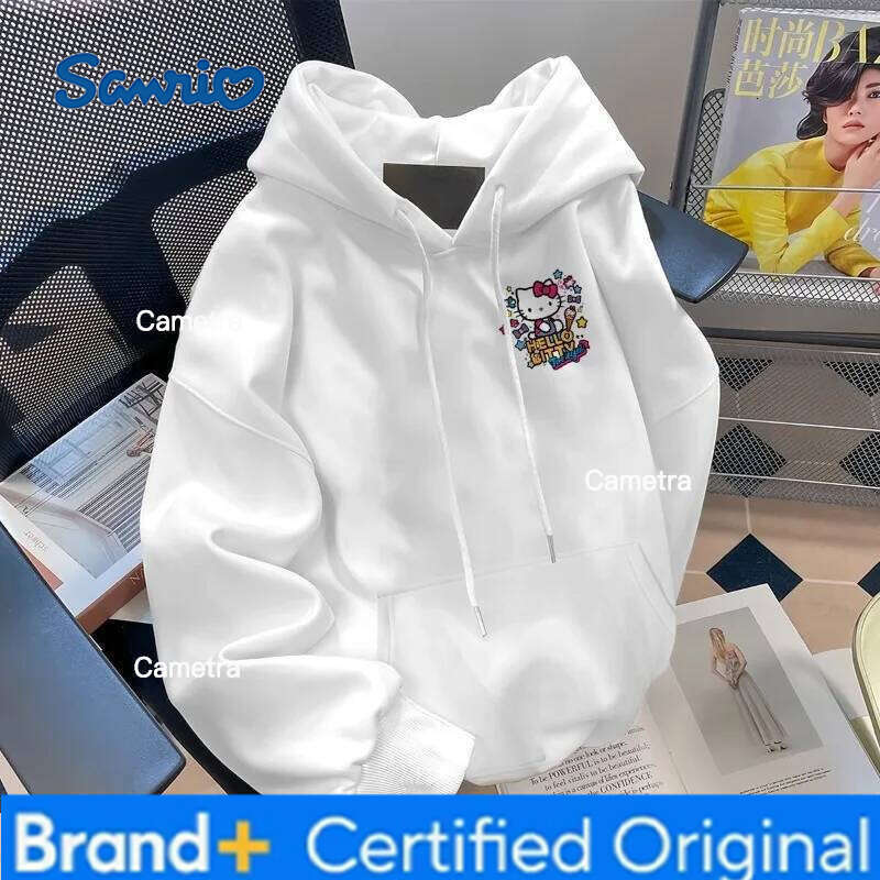 Sanrio Japanese Adolescent Clothing Sweet Hello Kitty Hooded Sweatshirt Cute Girl Casual Autumn/Winter Trendy Loose Tops Hoodies Female H260112