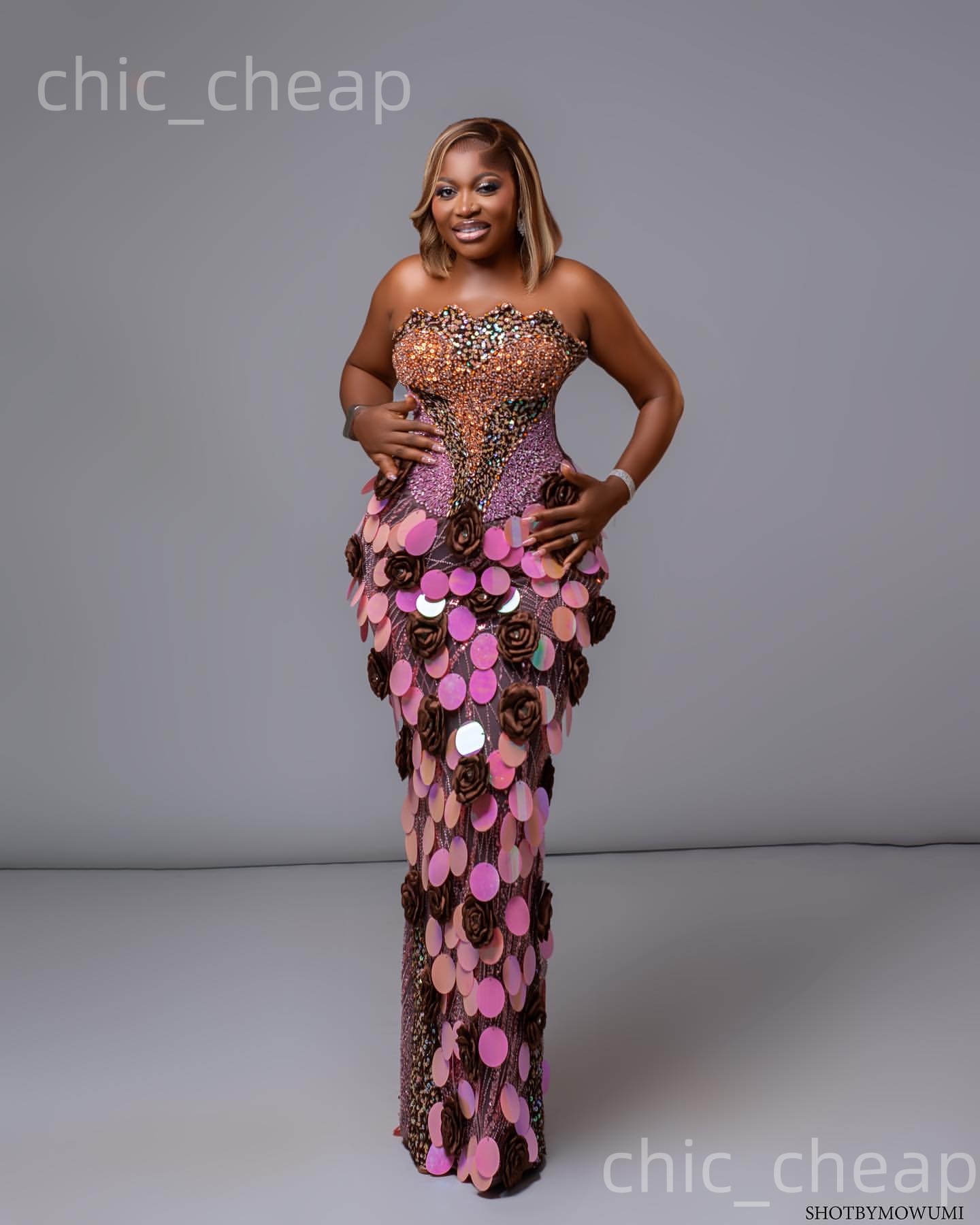 Aso Ebi Nigerian Brown&Pink Sheath Prom Dresses 2026 Flowers Sequins Crystals Evening Formal Party Second Birthday Engagement Gowns Dress For Special 