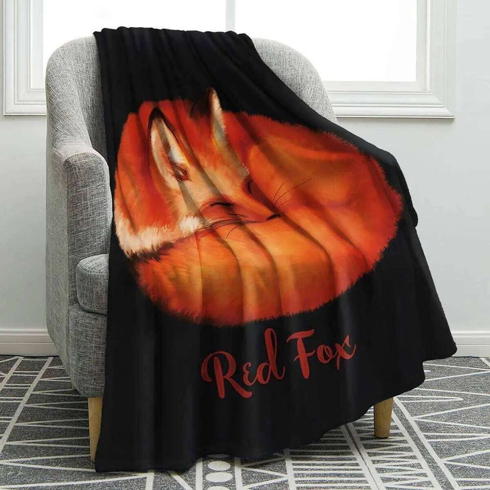Cute cartoon fox digital-printed polyester Bedroom velvet flannel blanket Fleece soft sofa cover blankets for beds XJ260112