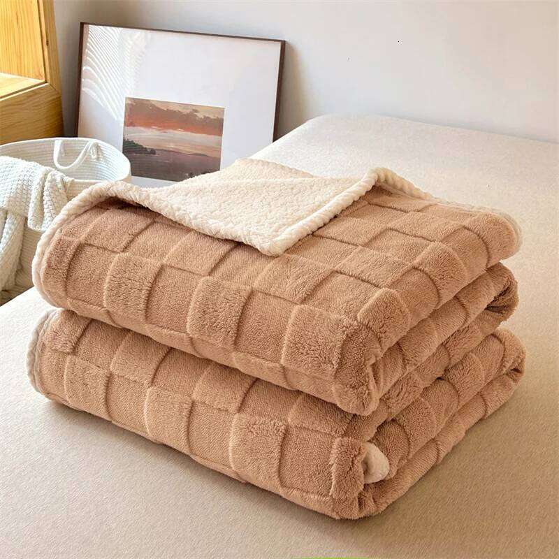 New winter thick Tafu home four season nap checkered lamb velvet blanket, flannel blanket XJ260112