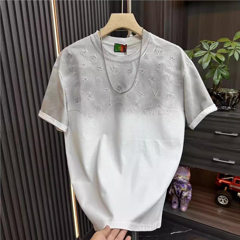 hot Free delivery Men's T-Shirts Fashionable round neck embroidered short sleeved T-shirt with fashionable design sense