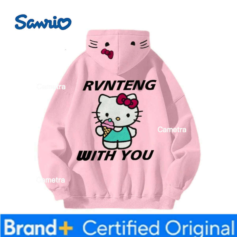 Sanrio HelloKitty Back Hat Print Cute Baby Loose Long Sleeved Hoodie Versatile Casual Suitable for Girls Hooded Sweatshirt H260112