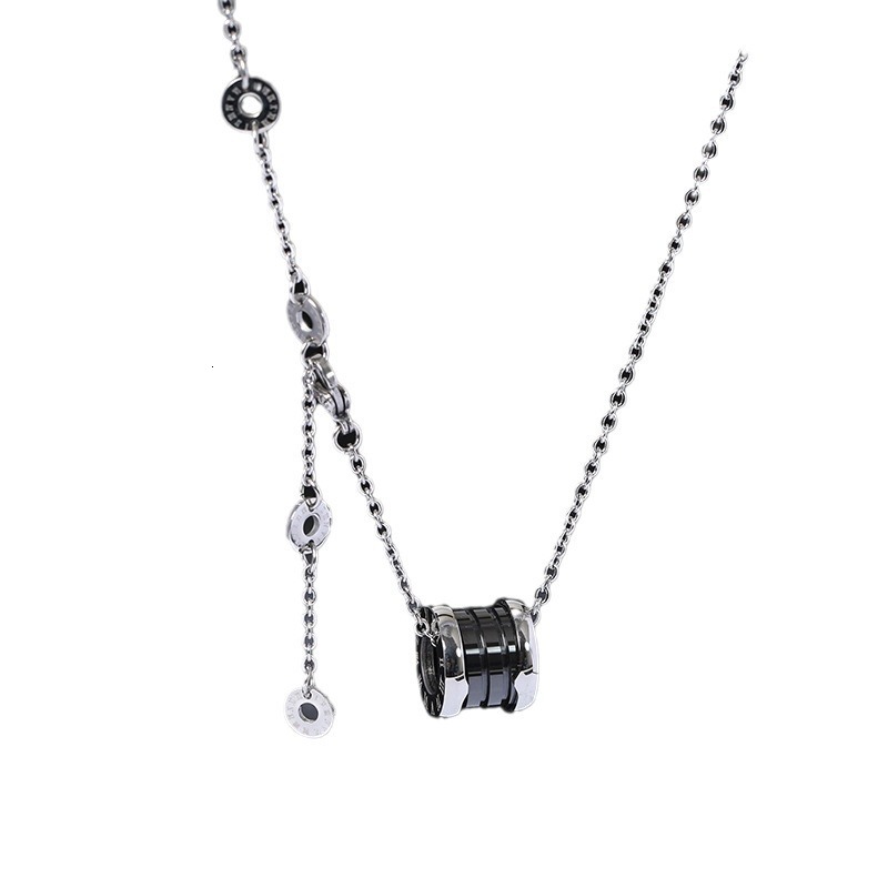 Black Ceramic Small Waist Necklace High-end Long Accessory Titanium Steel Spring Pendant Women's Clavicle Chain