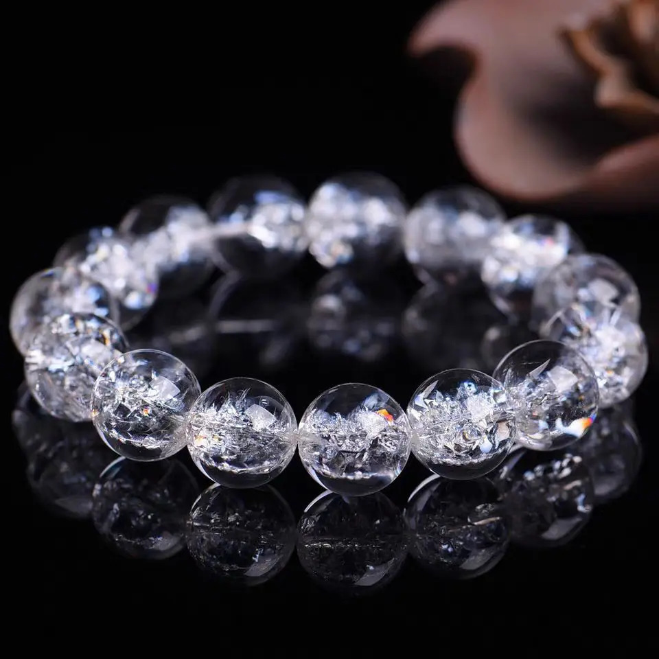 Himalayan Natural White Crystal Mens Bracelet Transparent Colorful Crystal Rainbow Jiao Flower Womens HandString Jewelry Gifts 260107