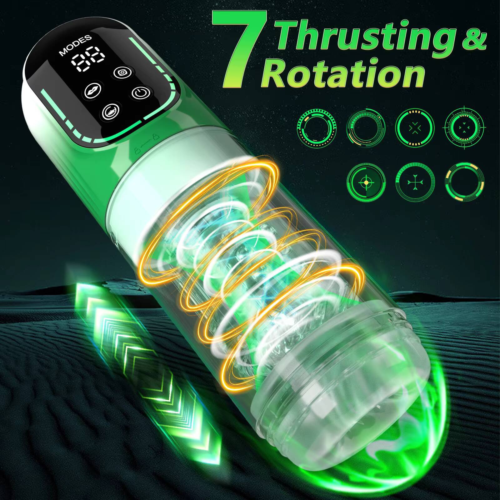LCD Hot Powerful 7 Suction Modes Thrusting Rotation Vibration Soft Sleeve Male Masturbation Cup Sucking Machine for Men