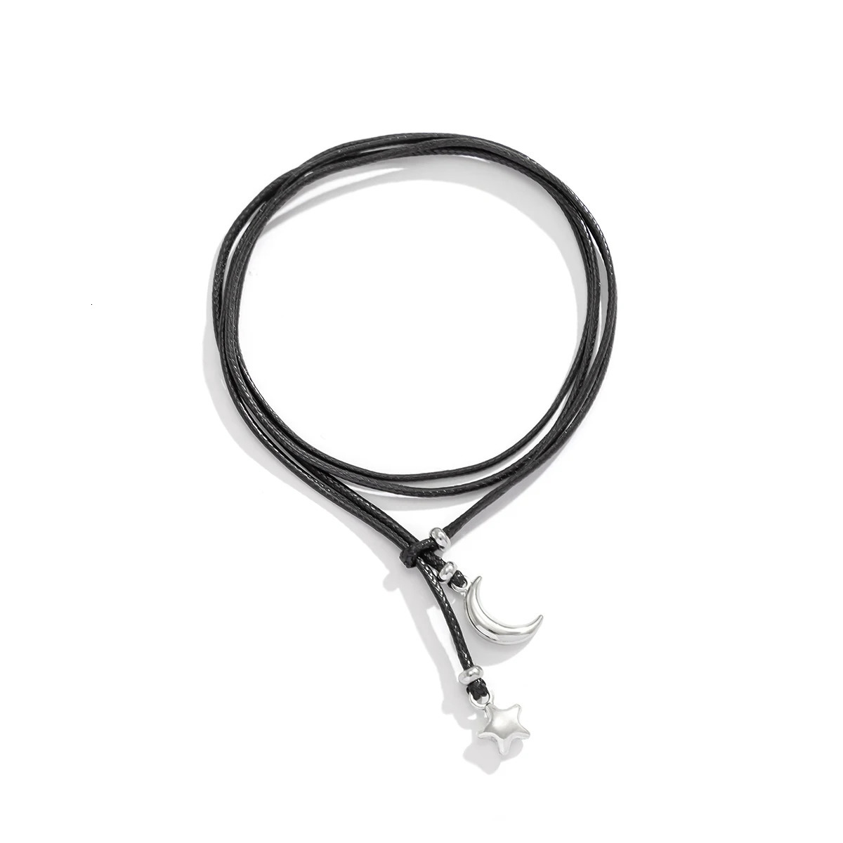 Trendy Hip Hop Star Moon Pendant Anklets for Women Simple Retro Multilayer Adjustable Leather Wax Line Feet Chain Party Jewelry 260107