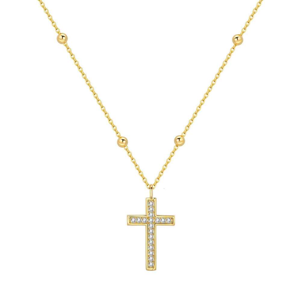 Orstarry 925 Sterling Silver Gold Inlaid Stone Cross Pendant Necklace for Women Birthday Gifts Fashion Fine Jewelry H260112