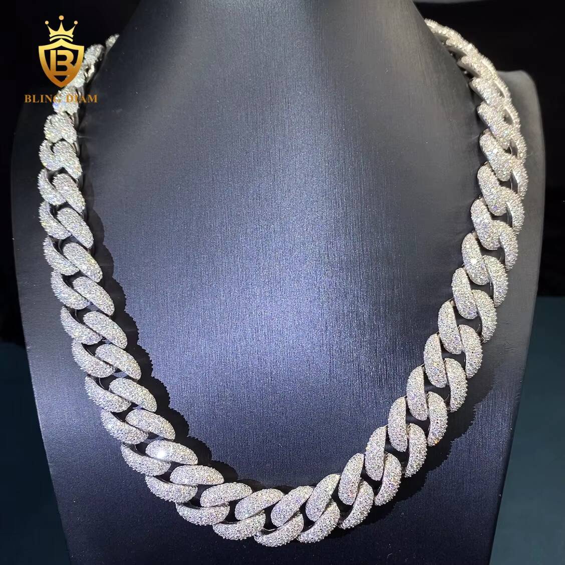 Miami 18mm 925 Sterling Silver Chain Cuban Rapper Chains Iced Moissanite Cuban Link Pass Diamond Test Vvs Moissanite Chain Men
