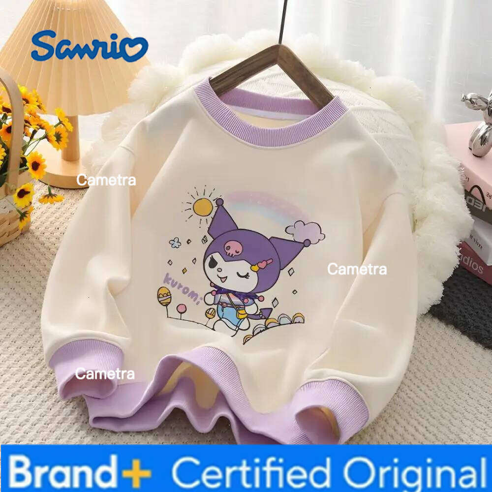 Sanrio Kuromi Girls Hoodie Spring Autumn Tops My Melody Cinnamoroll Long Sleeves T-Shirt Pullover Sweater Kawaii Bottoming Shirt H2601121