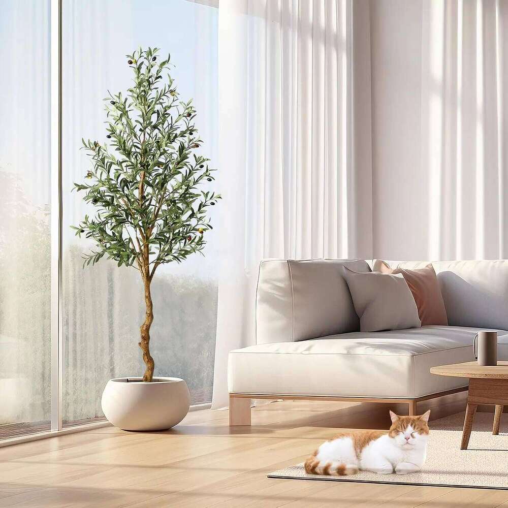 1Pc/2Pcs Olive Tree 4ft 5ft / 6ft, Large Artificial Fake Plastic Plants in Pot for Home Bedroom Decor 26W0112