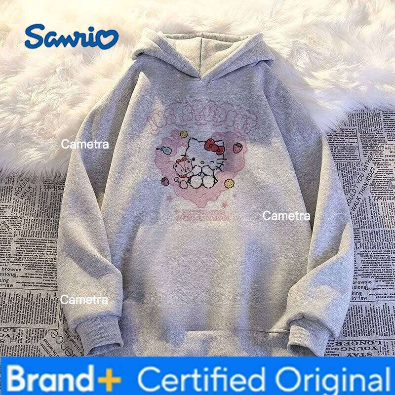 Sanrio Girls' Hooded Sweatshirt HelloKitty Autumn and Winter Soft Comfortable Hello Kitty Printed Student Tops Children's Clothing H260112