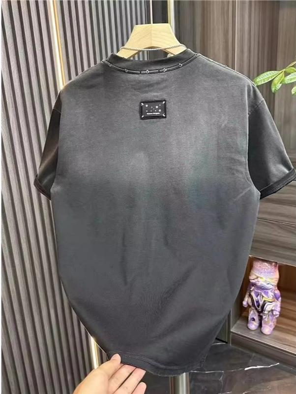 hot Free delivery Men's T-Shirts Fashionable round neck embroidered short sleeved T-shirt with fashionable design sense
