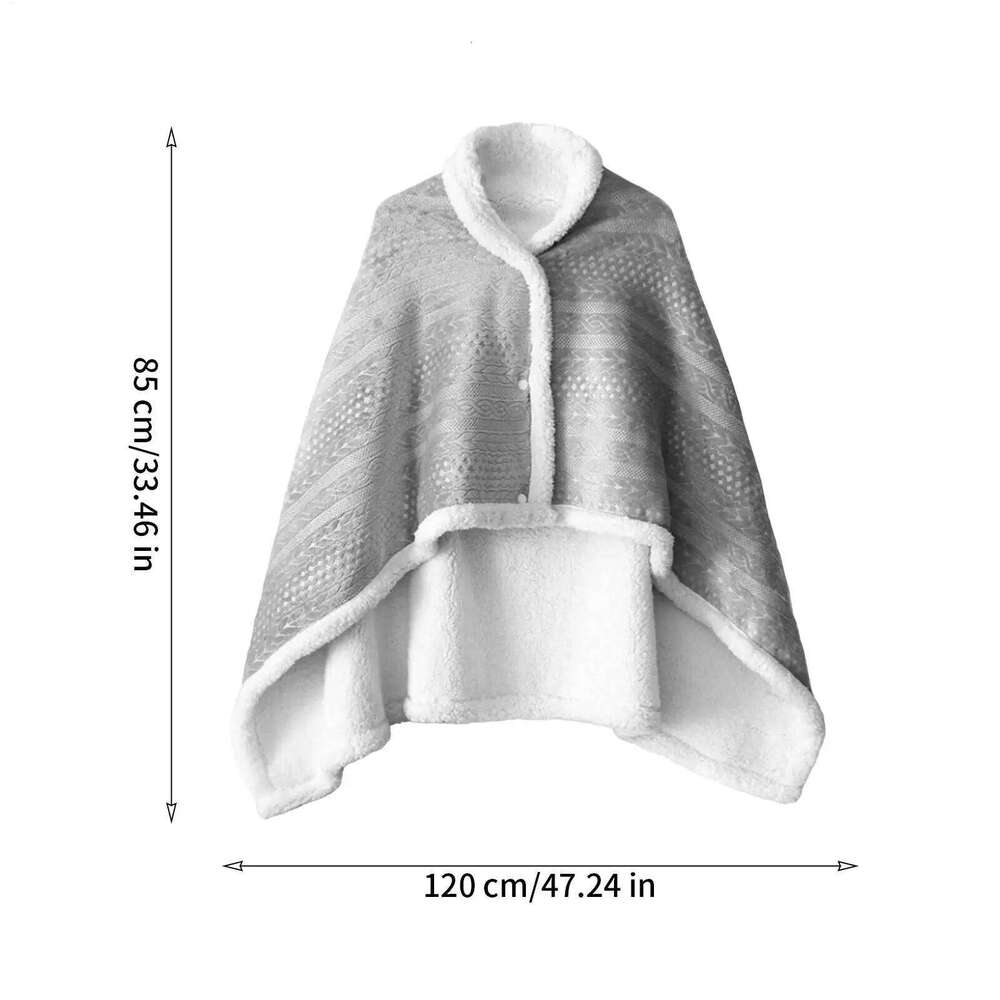 Wearable Throw Blanket Button-Style Poncho 85x120cm Plush Shawl for Women Girls Ladies Home Office Travel Sofa Warm Gift XJ260112