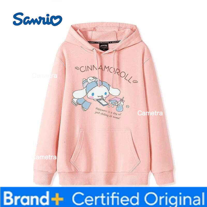 Sanrio Korean Cinnamoroll Hook Haze Blue Hooded Sweater Cute Girl Versatile Girlfriend College Style Loose Long Sleeve Top H260112