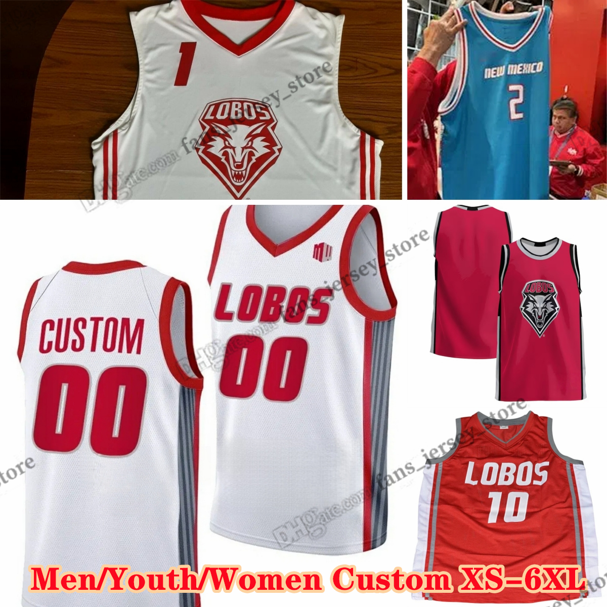 Custom S-6XL New Mexico Lobos College Jersey 23 Jake Hall 10 Tomislav Buljan 1 Deyton Albury 4 Uriah Tenette 35 JT Rock Antonio Chol Haupt Howell Jones Stitched