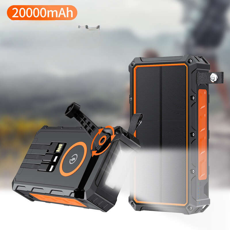 Self-contained solar-powered wireless charging bag with hand-crank and large-capacity fast-charging mobile power bank Z260112