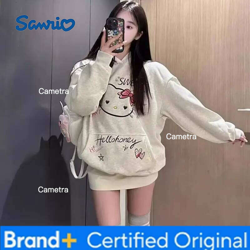 Sanrio Hello Kitty Girl Hoodie Sweatsuit Kawaii Anime Fashion Casual Hooded sweatshirt Long-Sleeved Autumn Winter Pullover Tops H260112