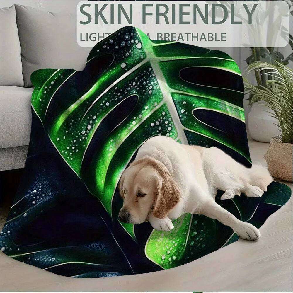 1pc Extra Large 60x80 Inch Tropical Monstera Leaf Blanket - Heavy-Duty Over 100 Threads, All-Season Soft Bedspread/Throw for Cou XJ260112