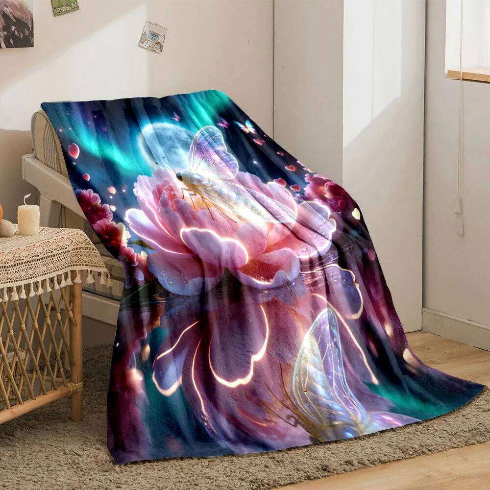 1PC Romantic Dreamy Flowers Printed Children Adult Soft and Warm Bedding for Sofa Outdoor Travel Cover Blanket XJ260112