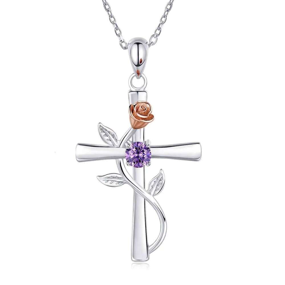 Exquisite Rose Shaped Zircon Necklace for Women Fashion Flower Cross Pendant Clavicle Chain DIY Jewelry Accessories Gift H260112