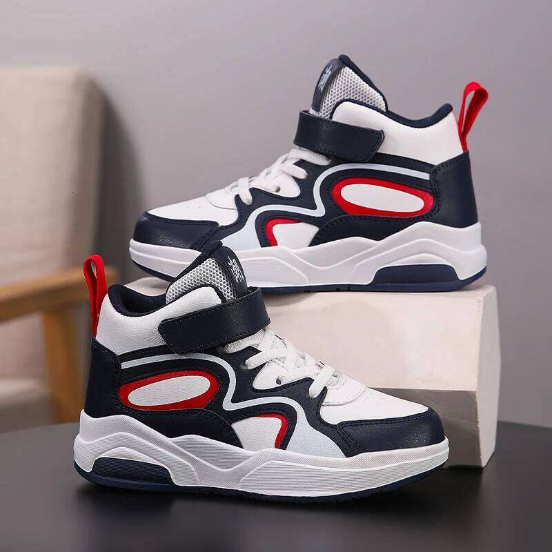 A pair of children's four-season leather high-top wear-resistant basketball shoes, sizes 31-40, KT-M1698 C260112