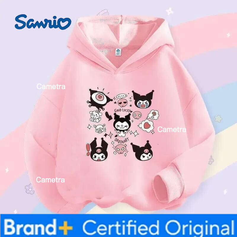 Sanrio Kawaii Kulomi Stylish Cute Children Hooded Sweatshirt Boy Girl Autumn Winter Daily Outdoor Vacation Casual Warm Soft Sportswear H260112