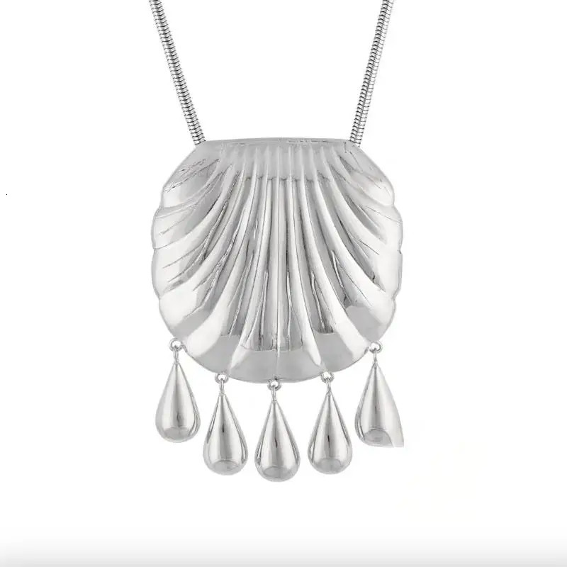 Europe American Gold Silver Large Shell Tassel Pendant High Quality Necklace Woman Fashion Jewelry Party Trend 260107