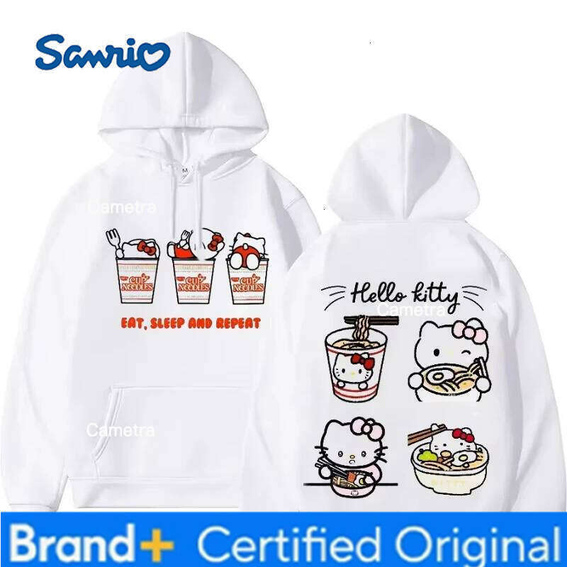 Sanrio MINISO Hello Kitty Autumn and Winter Loose Korean Version Lazy Style Hooded for Women Long Sleeve Sweatshirt H260112