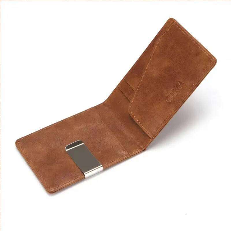 New Fashion Men's Leather Clips Wallet Multifunctional Thin Man Card Purses Women Metal Clamp for Money Cash Holder