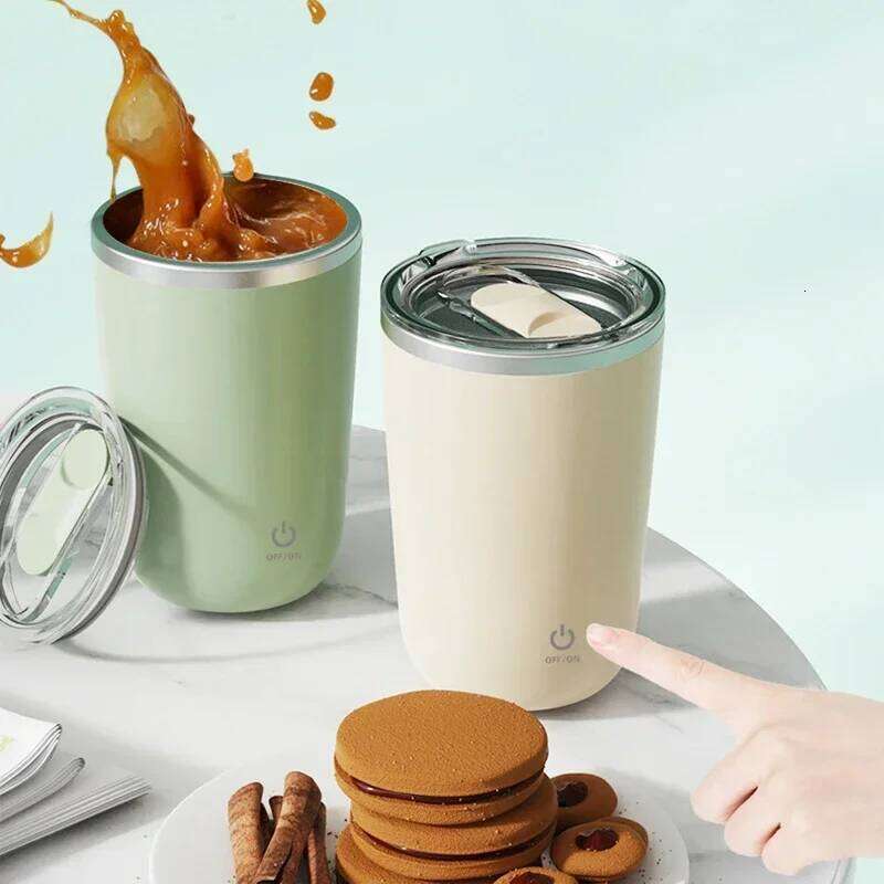 Electric Mug Automatic Magnetic Stirring Rechargeable Lazy Coffee Mixing Cup Stainless Steel Drinking Utensils for Office Home Travel Portable Stirrer
