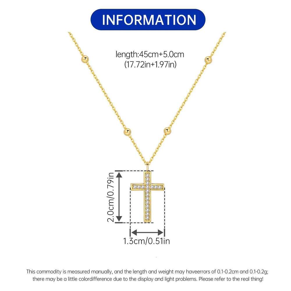 Orstarry 925 Sterling Silver Gold Inlaid Stone Cross Pendant Necklace for Women Birthday Gifts Fashion Fine Jewelry H260112