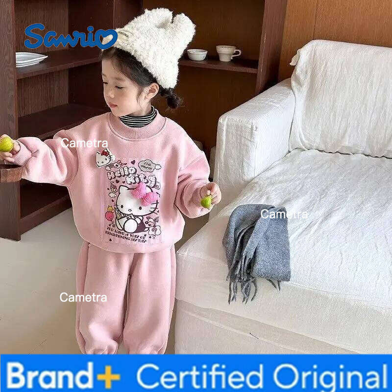 Sanrio HelloKitty Girl Loungewear set Kawaii Kuromi Anime Fashion Autumn and Winter Casual Student 2-Piece Set Child Clothing Sweatsuit H260112