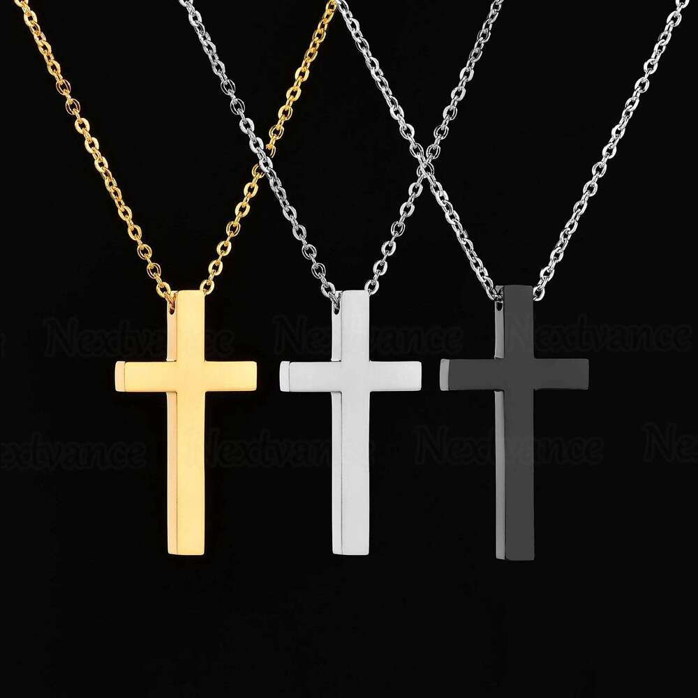 Nextvance Custom Personalized Cross Necklace Engraved Date Name Pendant Necklaces For Stainless Steel Simple Jesus Jewelry H260112