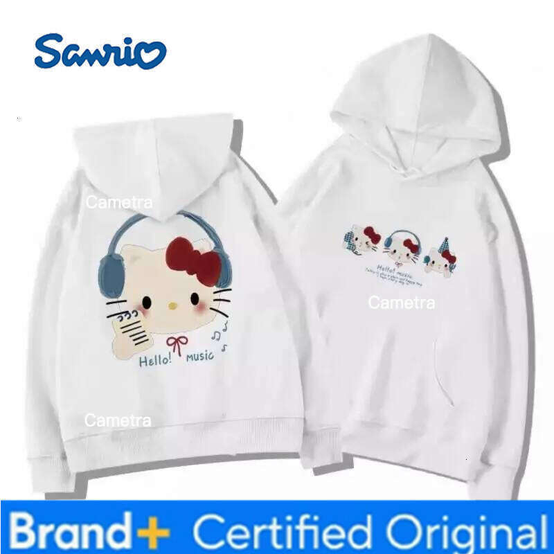 Sanrio Hello Kitty Hooded Sweatshirts Kawaii Cartoon Spring and Autumn Long Sleeve Student Tops Woman Clothing Outerwear H260112