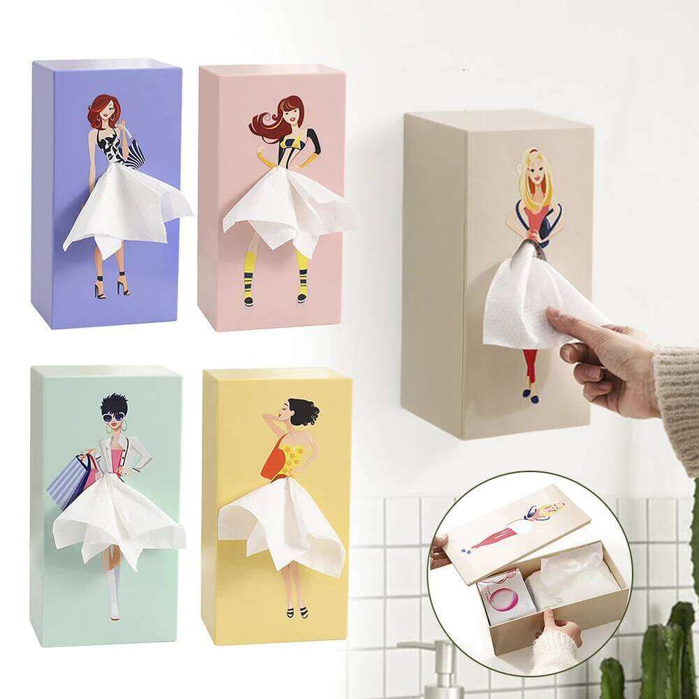Pop-Art Flying Novelty Cartoon Anime Holder Cute Puffy Skirt Girl Tissue Box Desktop Decorative Ornaments 26Y0112