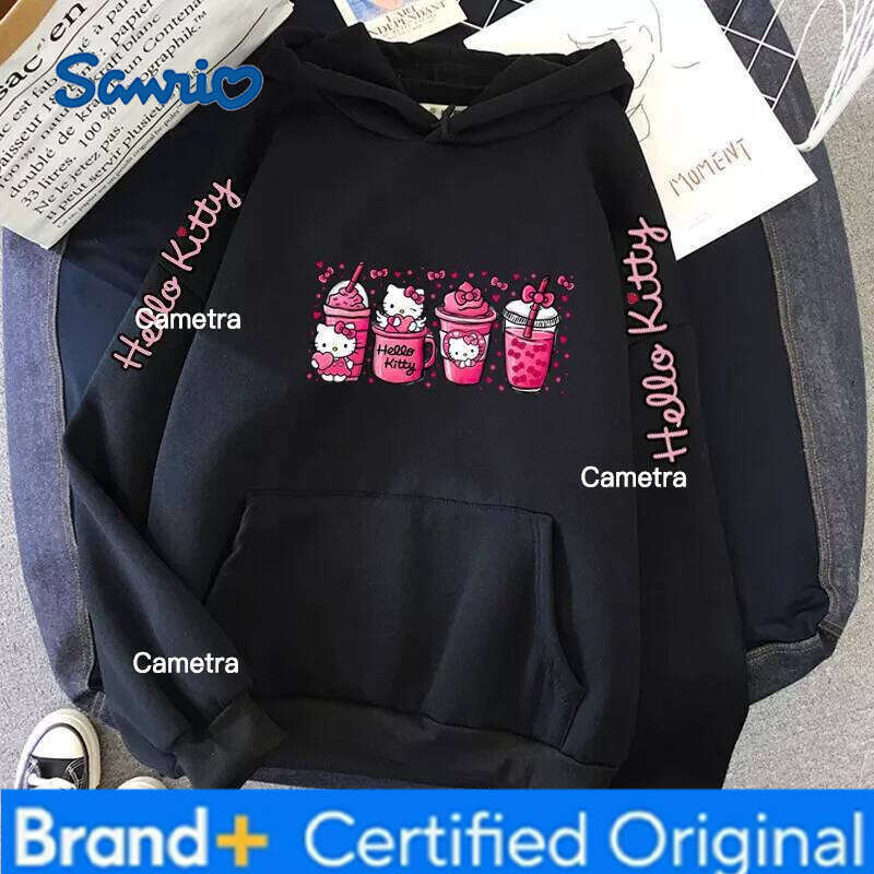 Sanrio Women's Sportswear Japan Harajuku Hello Kitty Tops Cute Clothes Pattern Hoodie Long Sleeve Jacket Women Winter H260112