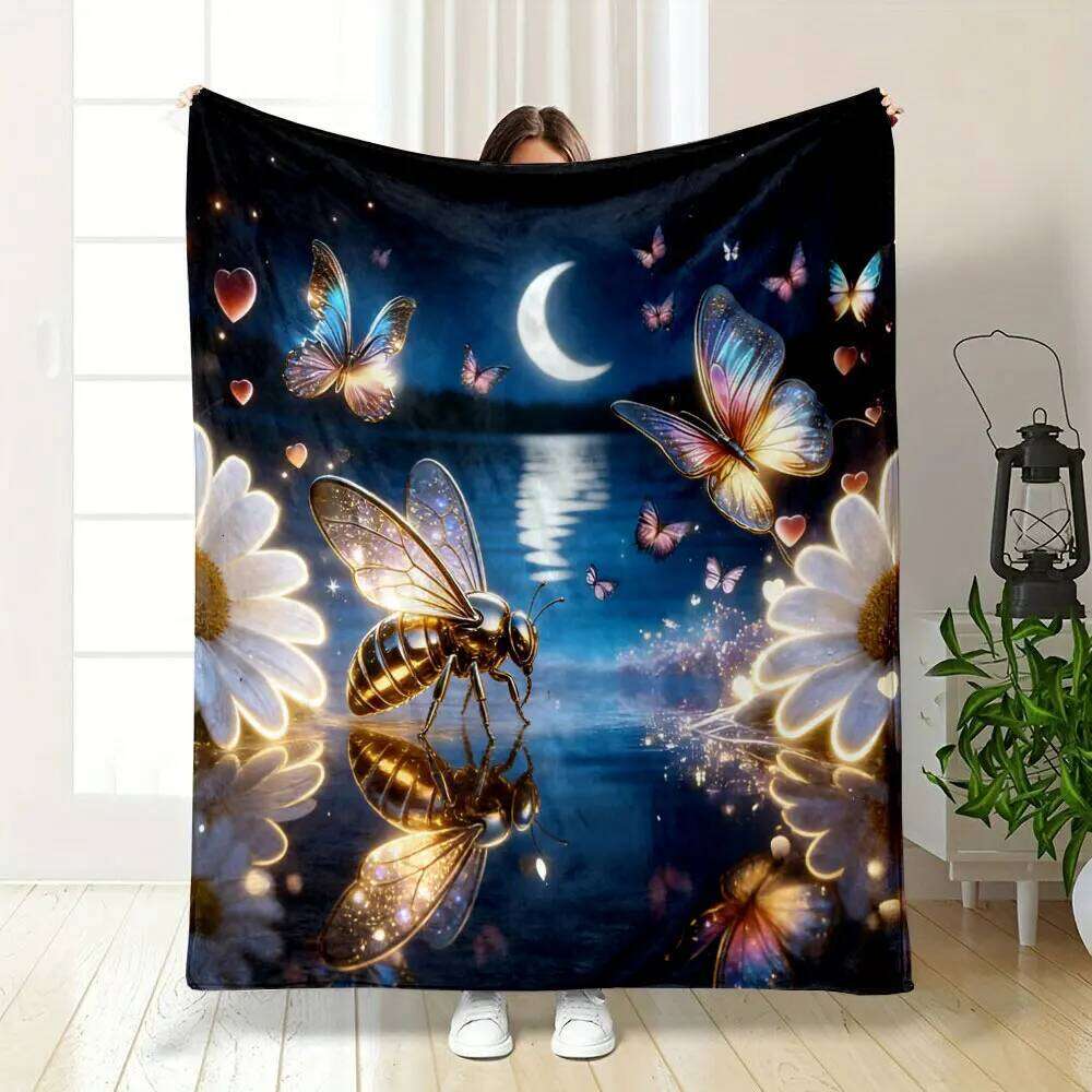 1PC Romantic Dreamy Flowers Printed Children Adult Soft and Warm Bedding for Sofa Outdoor Travel Cover Blanket XJ260112