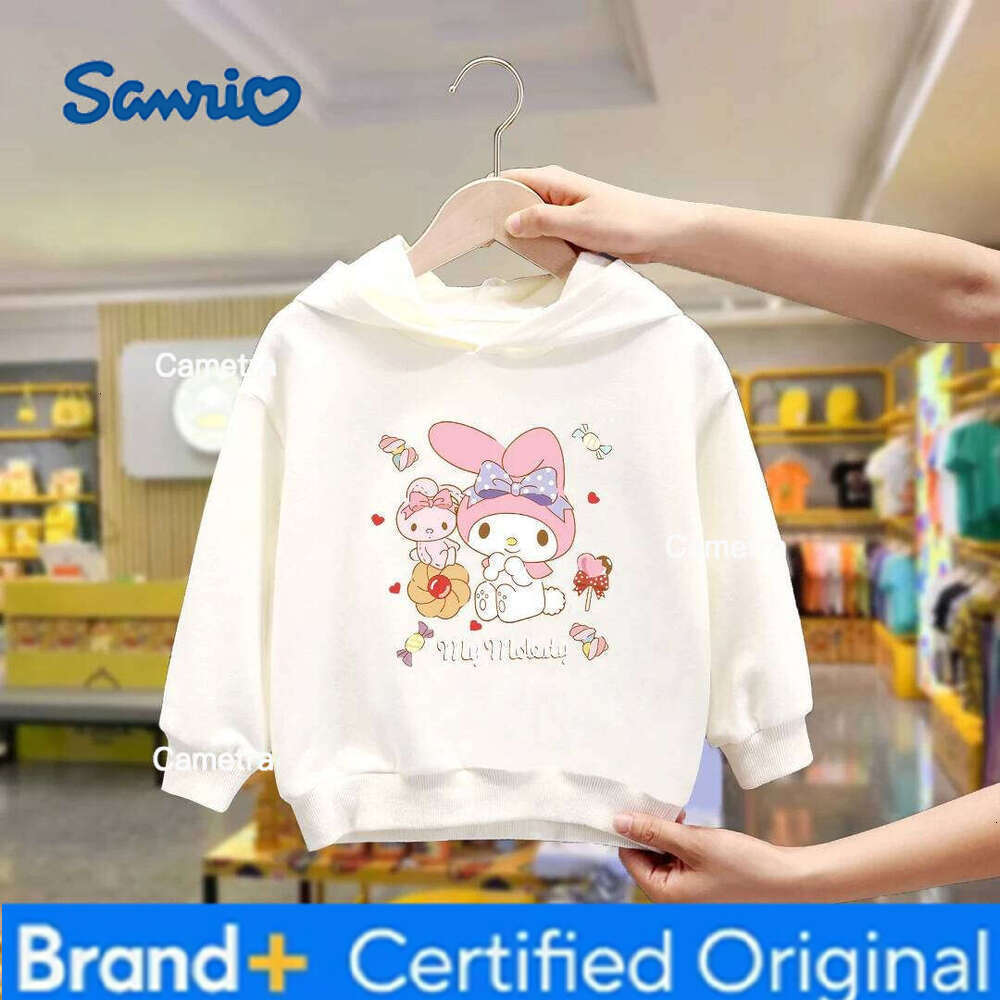 Sanrio Fashion Girls Kuromi Melody Cute Printed Hooded Sweatshirt Children's Fall and Winter Outdoor Casual Warm Long Sleeve Top H260112