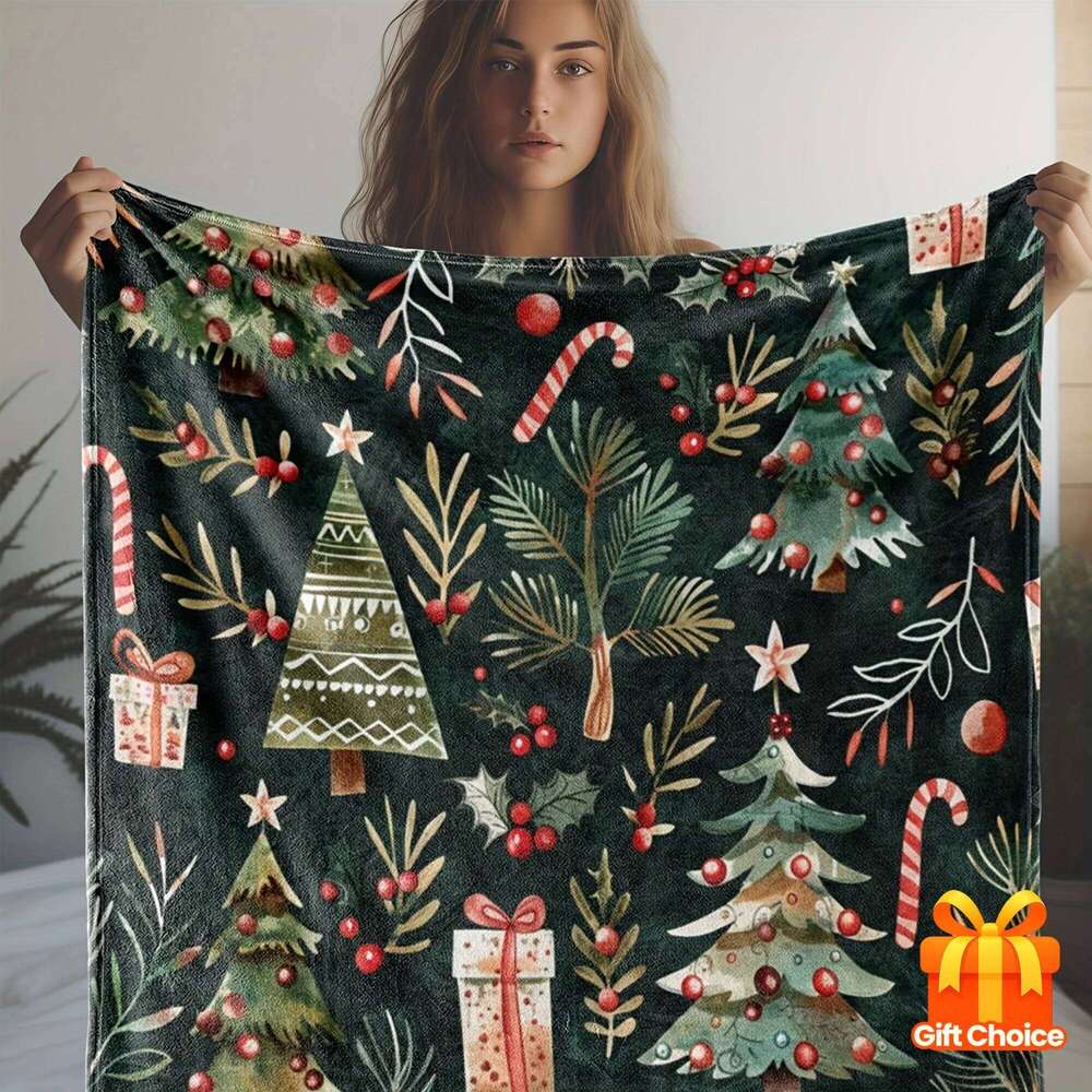 Vintage Christmas tree Pattern Flannel Soft Warm Afternoon Nap Suitable For Sofa Office Camping Travel Versatile Blanket XJ260112