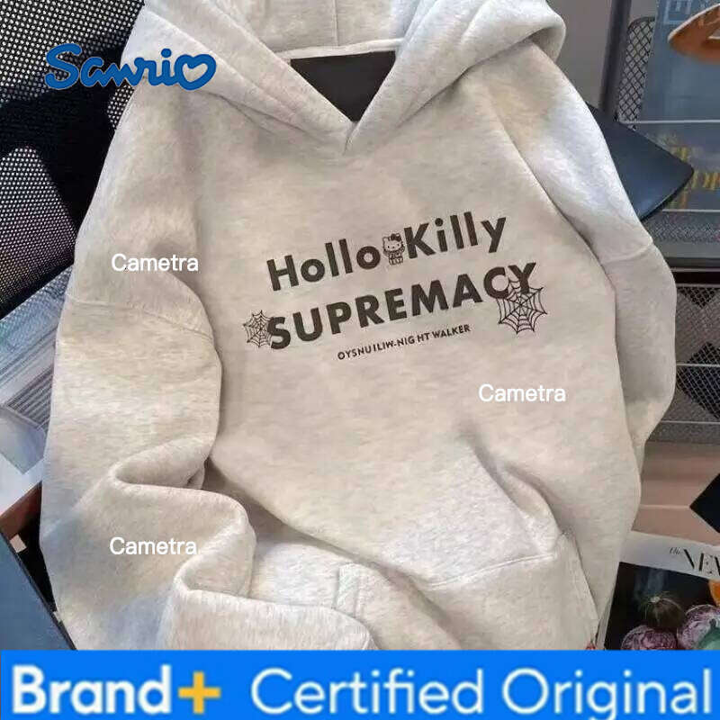 Sanrio Hello Kitty Hooded Sweatshirts Cuteore Cartoon Student Autumn Long Sleeve Running Tops Outerwear Woman Clothing New H260112