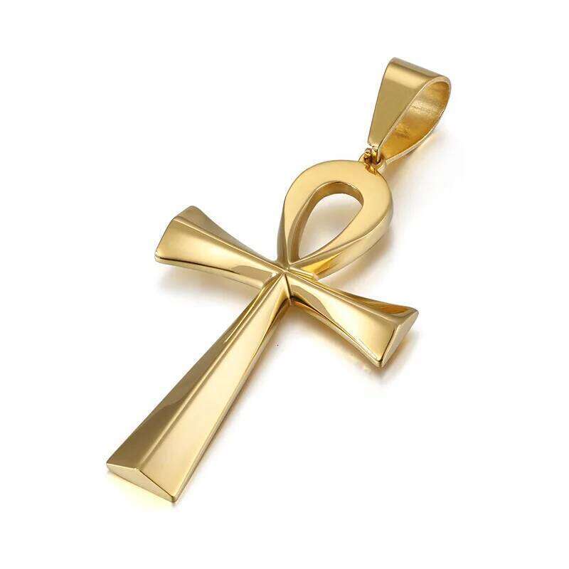 Ancient Egypt Ankh Cross Charm Pendant Gold Silver Color Stainless Steel Amulet Necklaces For Women Men Egyptian Jewelry Gifts H260112