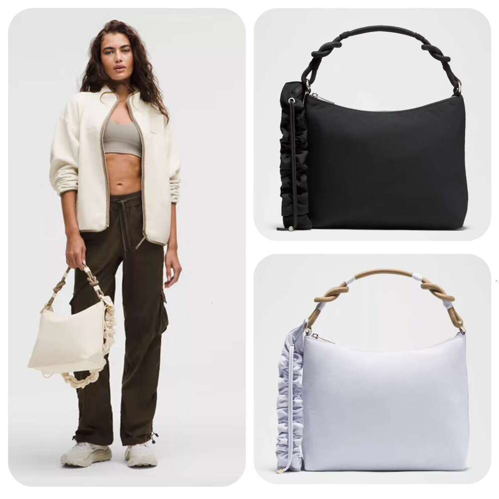 Gym bags luluity lemonic bag gym bag luluity lemonic keychain bags Large Tote Convertible Ruched Women's Versatile Fashion Shoulder luluity lemonic Bag