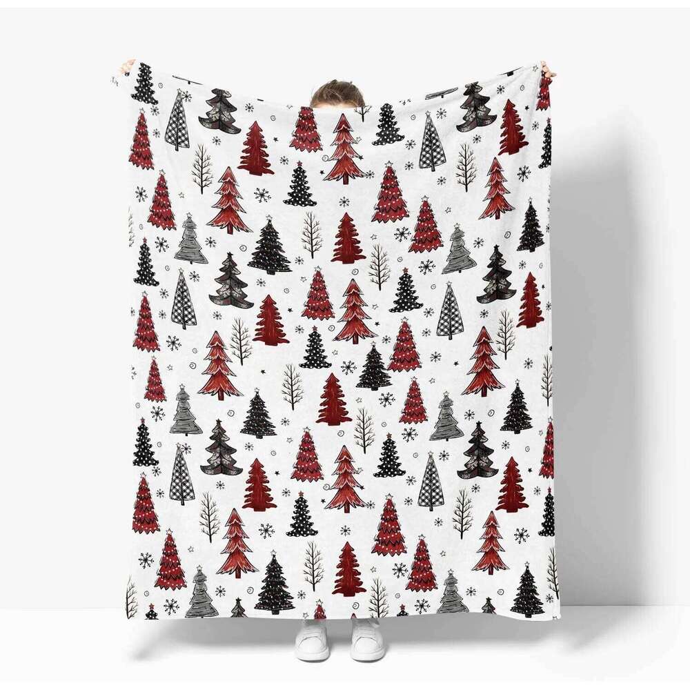 Christmas Flannel Blanket Throw Red Reindeer Soft Fuzzy Plush Cozy Blankets Couch Sofa Bed Lounging Ideal Gifts for FAMILY XJ260112