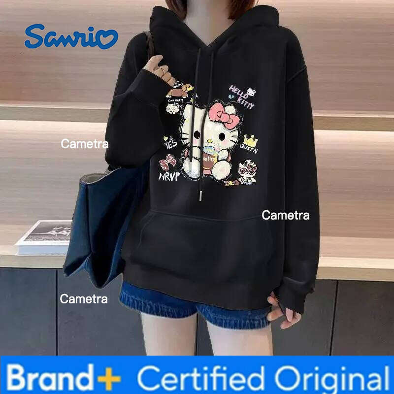Sanrio Hello Kitty Hooded Sweatshirts Cuteore Cartoon Student Autumn Long Sleeve Versatile Tops Woman Clothing Outerwear New H260112