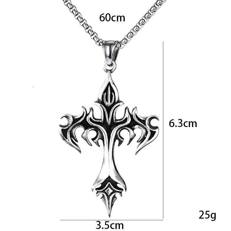 Hip Hop Flame Cross Pendant Necklace Stainless Steel Minimalist Jewelry For Men Retro Fashion Unisex Gift Couple Accessories H260112