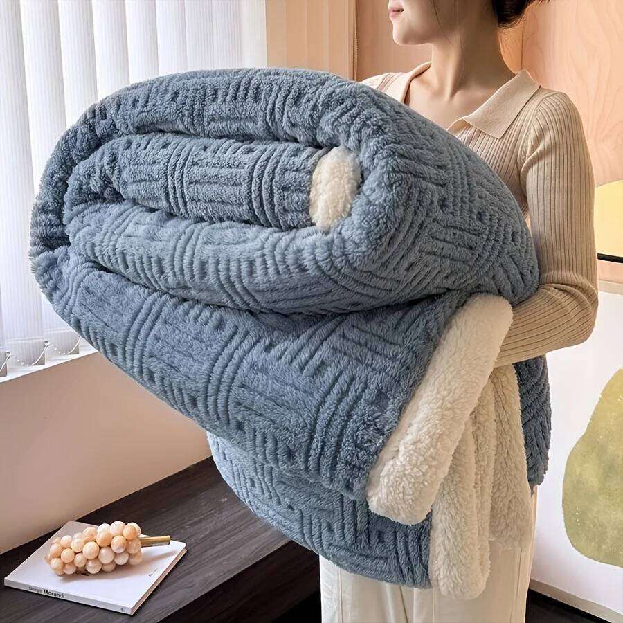 Deluxe Vintage Double Blanket - Soft Plush Gaff And Imitation Wool Machine Washable | Milk Velvet Knit Fabric XJ260112