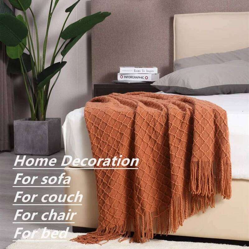 Nordic Retro Knitted Bed End Decoration Cover Light Luxury Nap Throw Blanket Bedspread Warm Shawl Soft Cozy Sofa cover XJ260112