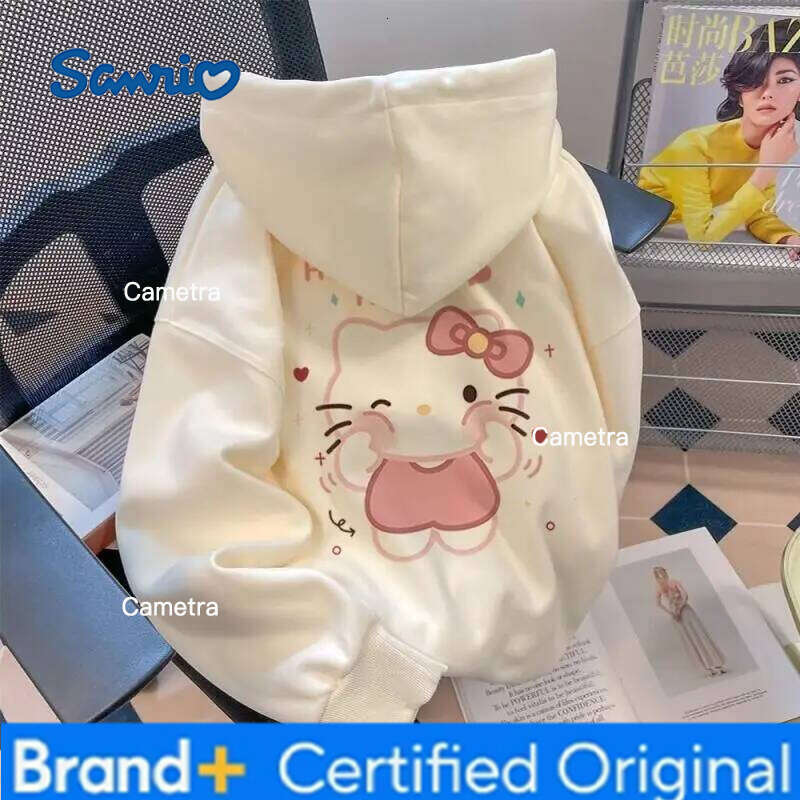 Sanrio Hello Kitty Hooded Sweatshirts Cuteore Cartoon Autumn Hoodies Long Sleeve Tops Woman Clothing Outerwear New Product H260112